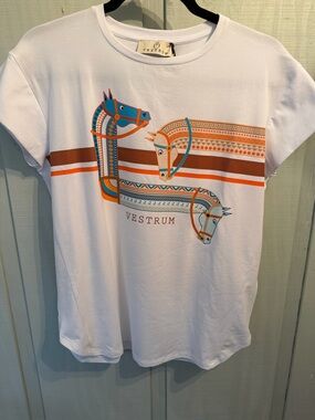 Vestrum Equestrian of Italy White Short-Sleeve Graphic Cotton/ Elastane Tee